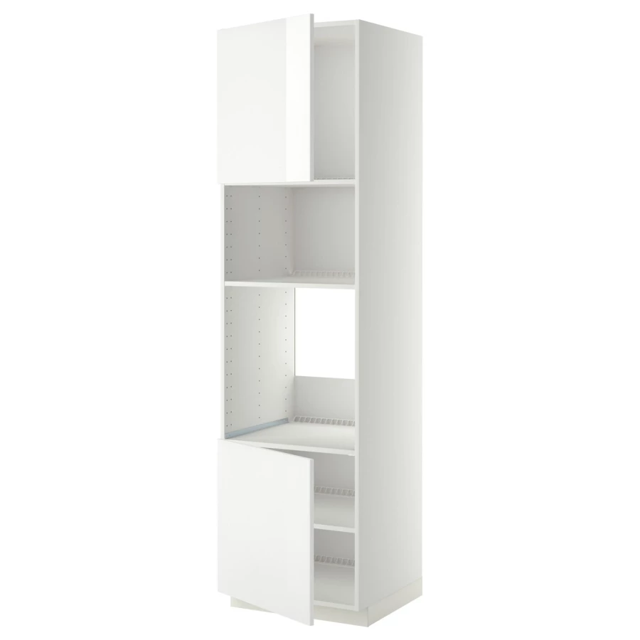 Кухонный шкаф-пенал - IKEA METOD/МЕТОД ИКЕА, 220х60х60 см, белый глянцевый (изображение №1)