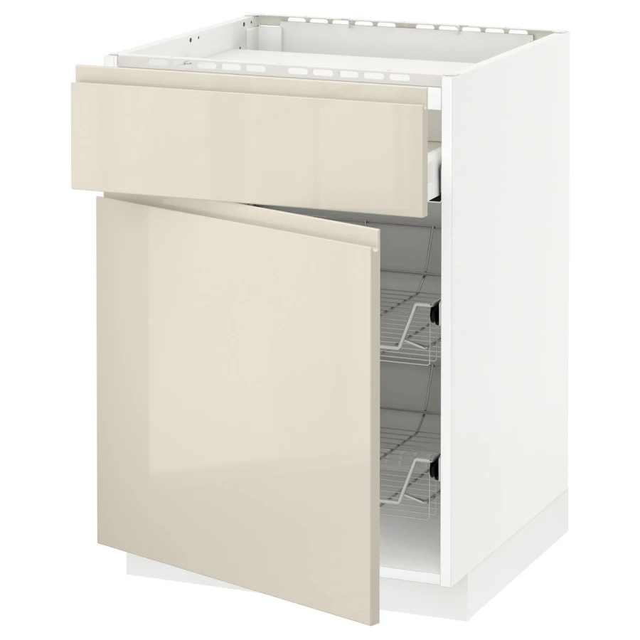 Напольный шкаф - IKEA METOD MAXIMERA, 88x62x60см, белый/светло-бежевый, МЕТОД МАКСИМЕРА ИКЕА (изображение №1)