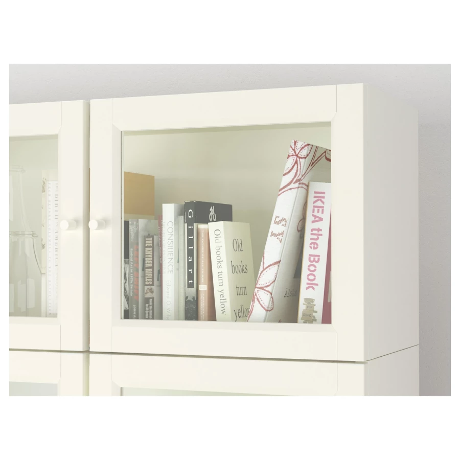 Книжный шкаф со стеклянной дверцей - BILLY/OXBERG IKEA/ БИЛЛИ/ОКСБЕРГ ИКЕА, 30х200х237 см, белый (изображение №3)