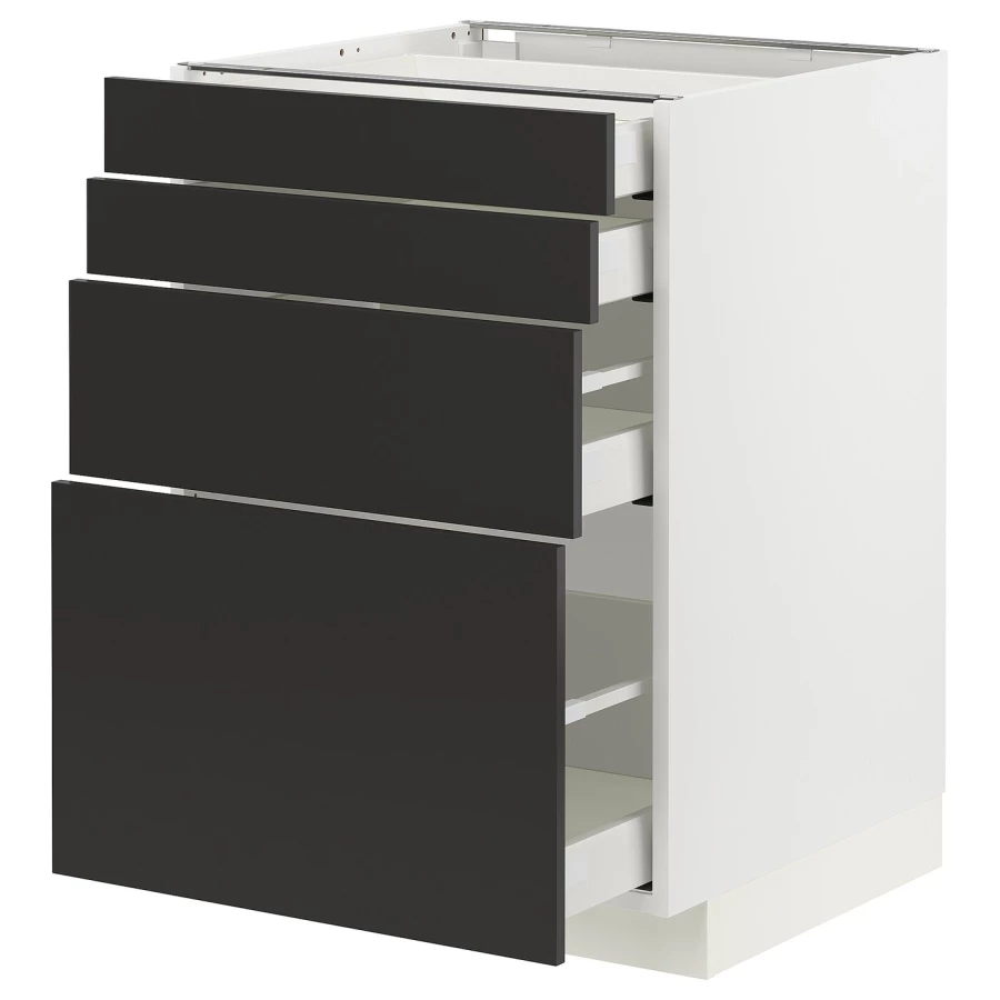 Напольный шкаф  - IKEA METOD MAXIMERA, 88x61,6x60см, белый/черный, МЕТОД МАКСИМЕРА ИКЕА (изображение №1)