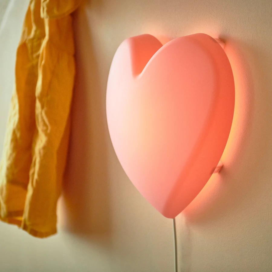 Светодиодный настенный светильник - IKEA UPPLYST/АППЛИСТ ИКЕА, 27х8х27 см, розовый (изображение №4)