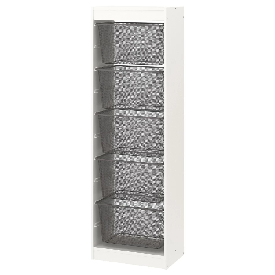 Стеллаж - IKEA TROFAST, 46х30х145 см, белый/темно-серый, ТРУФАСТ ИКЕА (изображение №1)