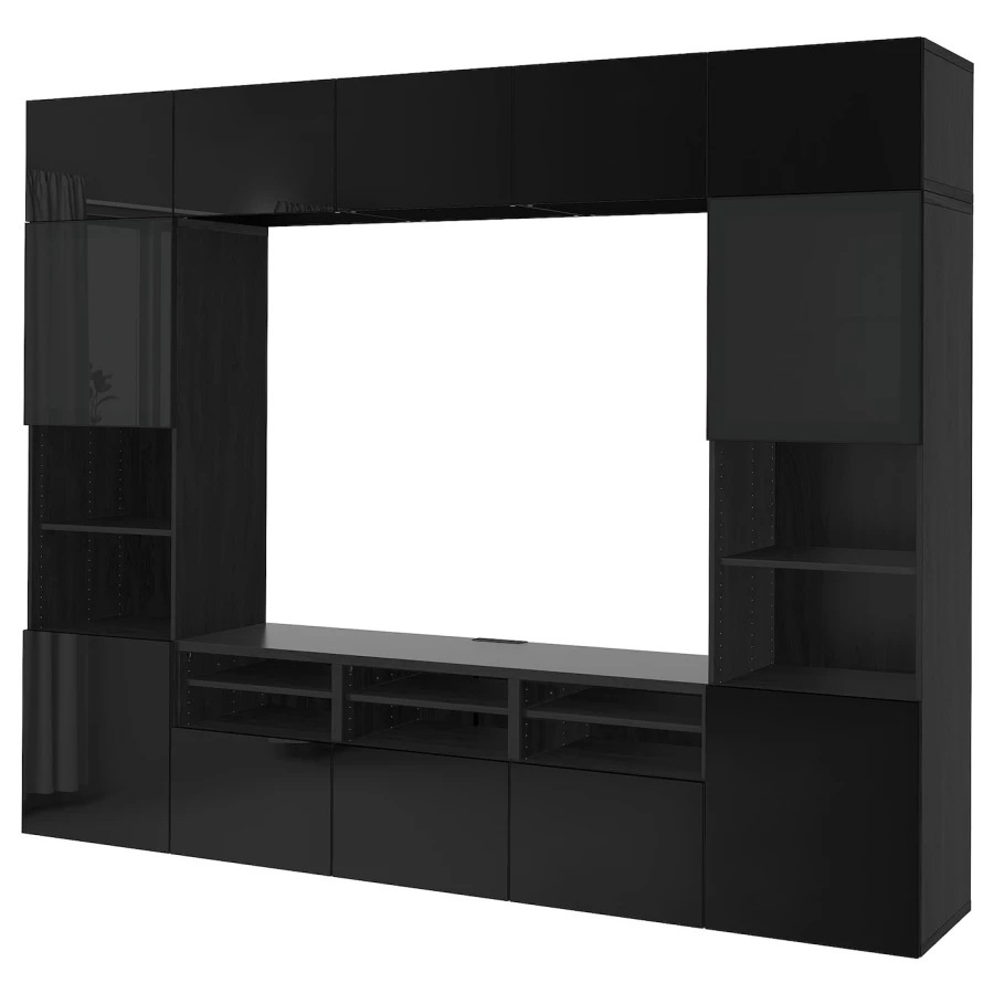 Комбинация для хранения ТВ - IKEA BESTÅ/BESTA, 231x42x300см, черный, БЕСТО ИКЕА (изображение №1)