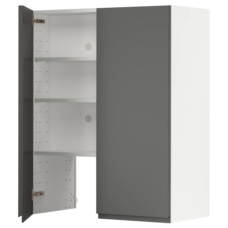 Навесной шкаф с полкой - METOD IKEA/ МЕТОД ИКЕА, 100х80 см, белый/серый (изображение №1)