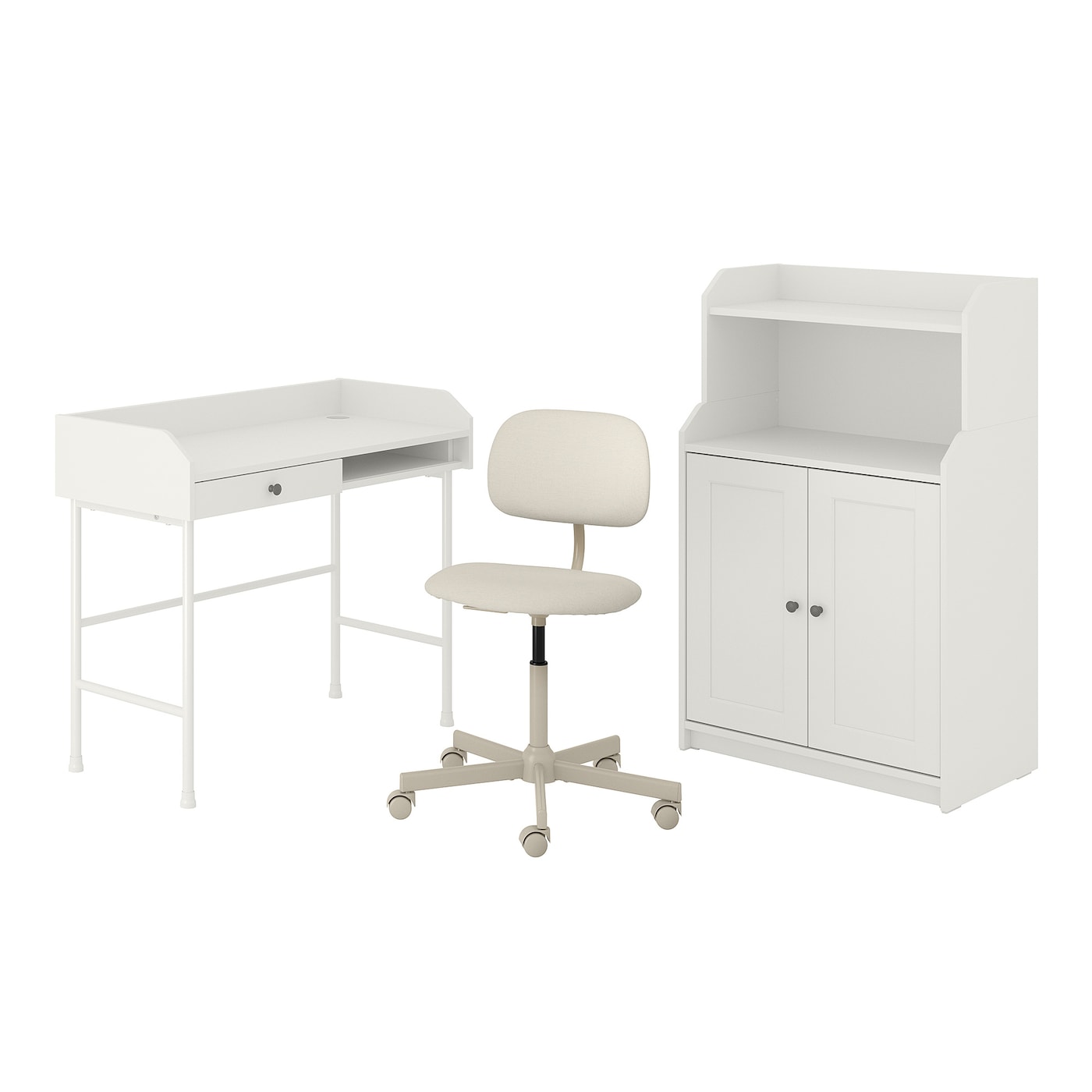 Комбинация: стол, кресло и шкаф - IKEA HAUGA/BLECKBERGET, 100х45 см, 116х70х41 см, белый, ХАУГА/БЛЕКБЕРГЕТ ИКЕА
