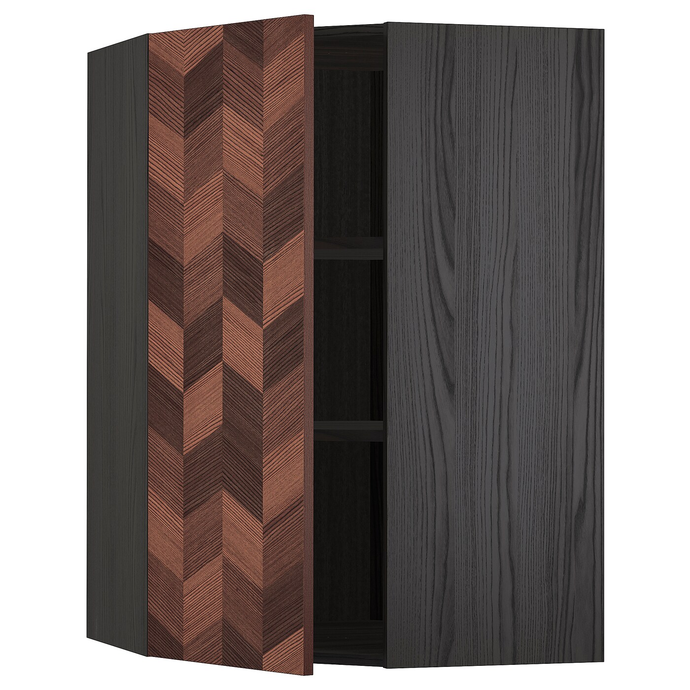 Угловой навесной шкаф с каруселью - METOD  IKEA/  МЕТОД ИКЕА, 100х70  см, черный/коричневый