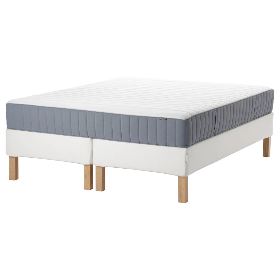 Континентальная кровать - IKEA ESPEVÄR/VALEVÅG/ESPEVAR/VALEVAG, 200х180 см, жесткий матрас, белый, ЭСПЕВАР/ВАЛЕВОГ ИКЕА (изображение №1)