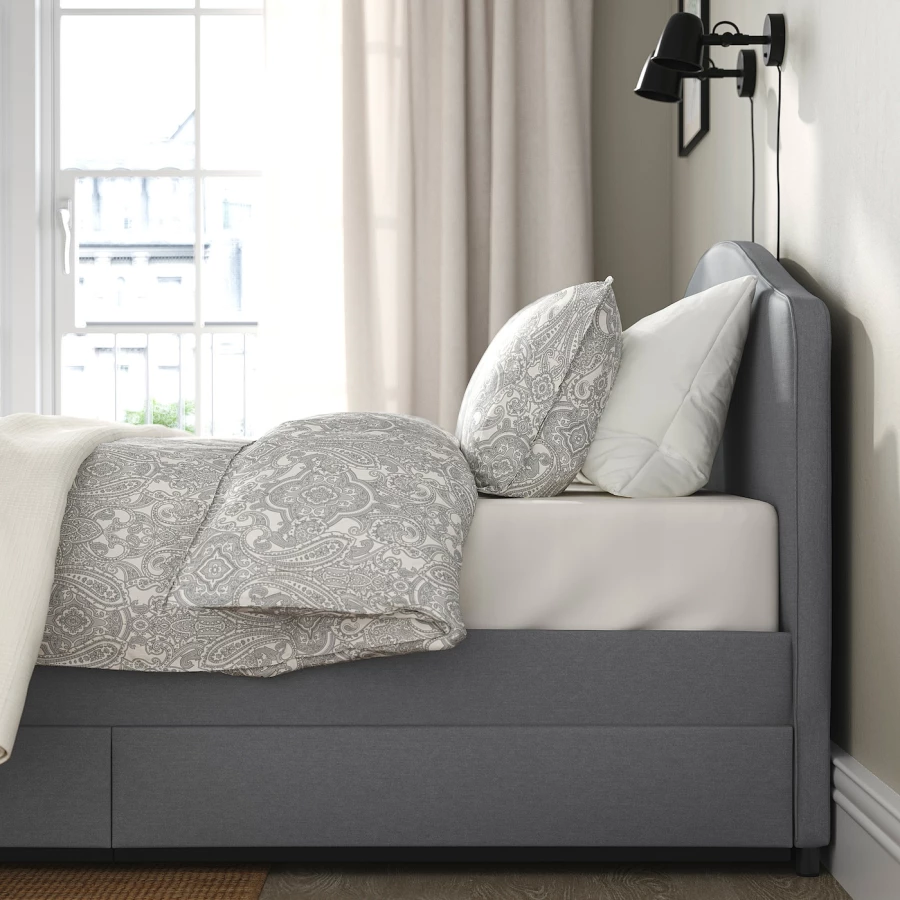 Основание для двуспальной кровати - IKEA HAUGA, 200х160 см, серый, ХАУГА ИКЕА (изображение №3)
