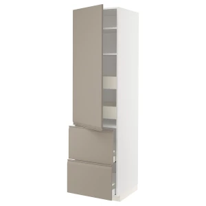 Высокий шкаф с ящиками - IKEA METOD/MAXIMERA/МЕТОД/МАКСИМЕРА ИКЕА, 220х60х60 см, белый/бежевый