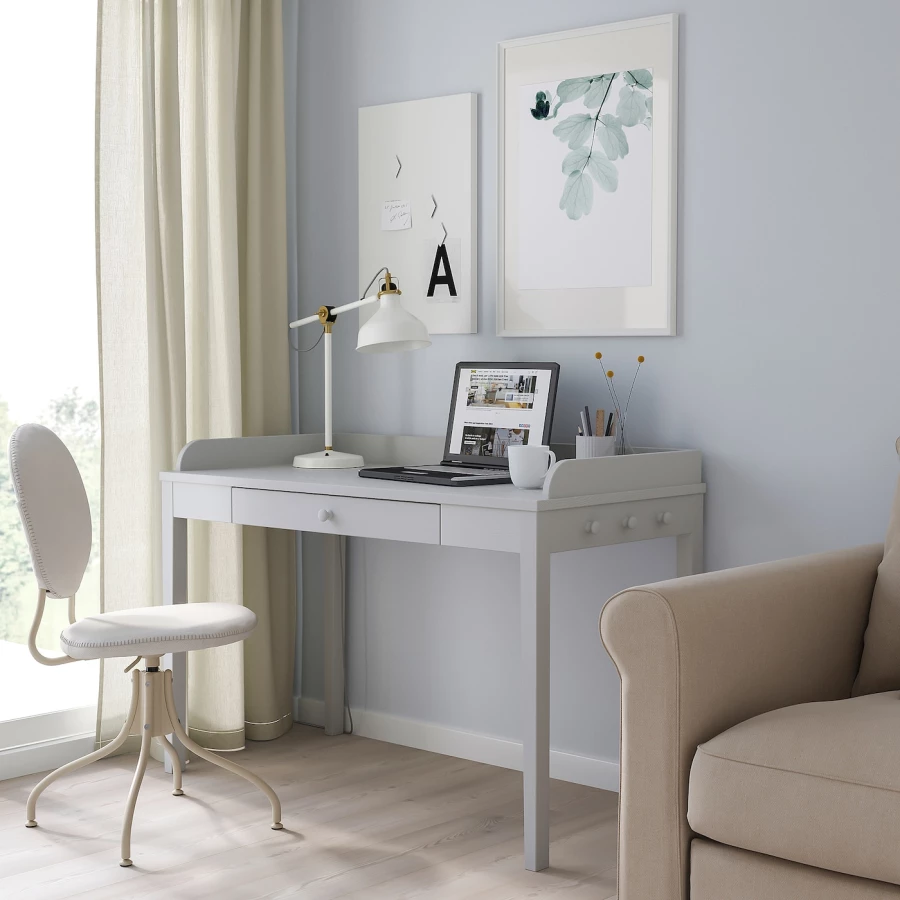 Письменный стол - IKEA SMYGA, 122х60 см, светло-серый, СМИГА ИКЕА (изображение №5)
