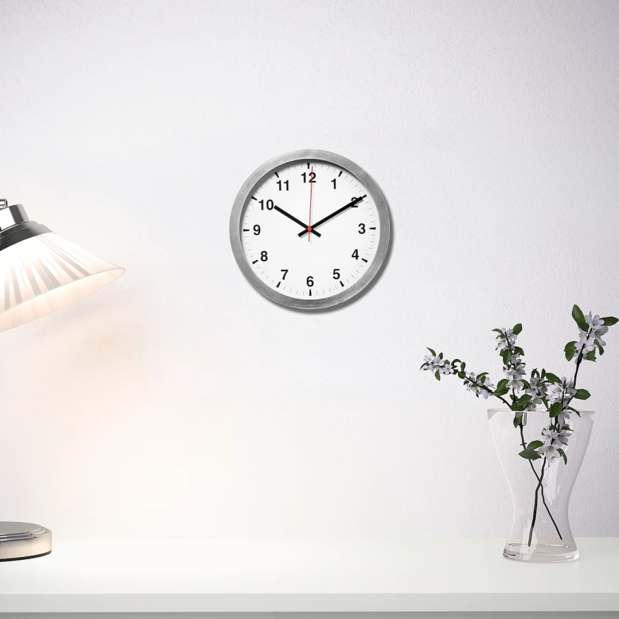 Настенные часы - IKEA TJALLA/ТЬАЛЛА ИКЕА, 4х28 см, белый/серый (изображение №3)