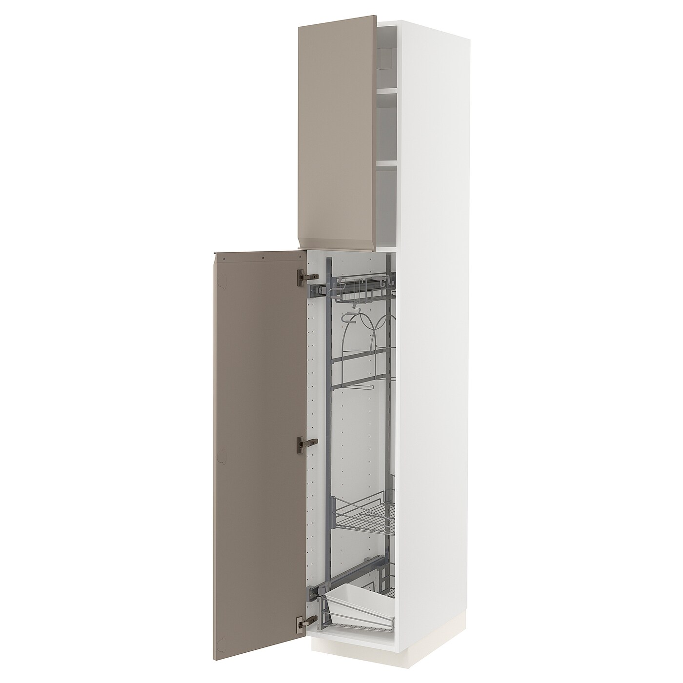 Высокий шкаф/бытовой - IKEA METOD/МЕТОД ИКЕА, 220х60х40 см, белый/темно-бежевый