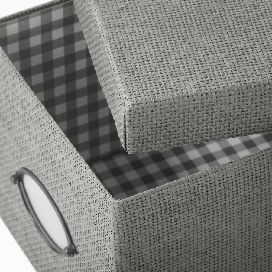 Коробка с крышкой - KVARNVIK IKEA/ КВАРНВИК ИКЕА, 25х18х15 см,  серый (изображение №3)