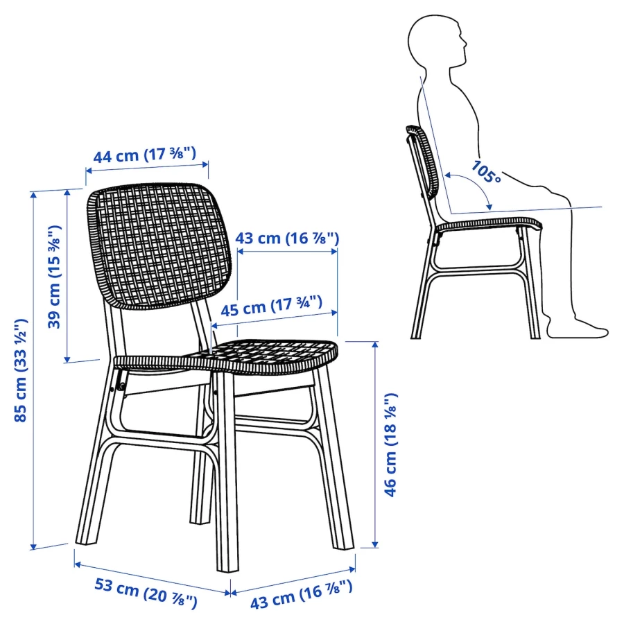 Стул деревянный - IKEA VOXLОV/VOXLOV, 85х43х53 см, светлый-бежевый, ВОКСЛЕВ/ВОСКЛЁВ ИКЕА (изображение №11)