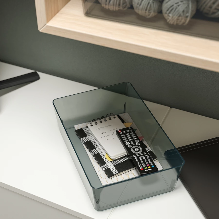 Коробка с крышкой - KUGGIS IKEA/  КУГГИС ИКЕА, 18x26x8 см, черный (изображение №3)
