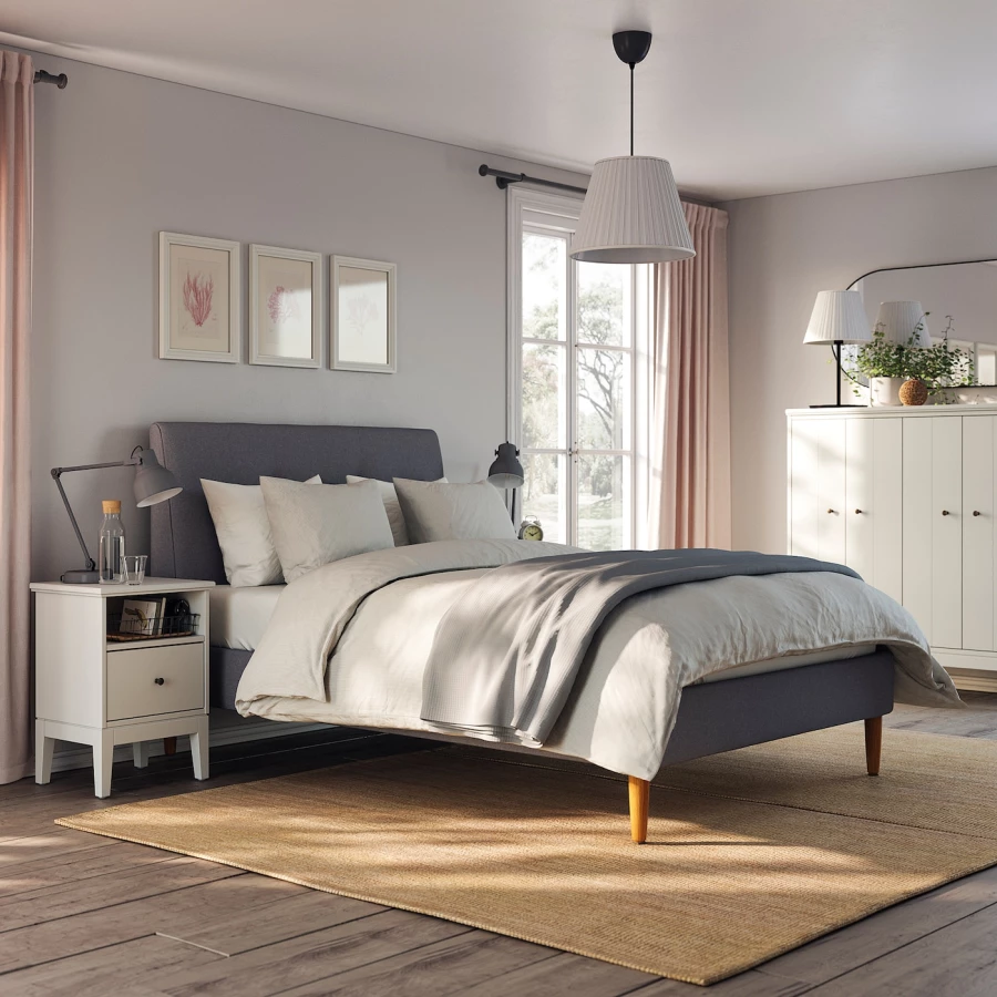 Двуспальная кровать - IKEA IDANÄS/IDANAS, 200х140 см, темно-серый, ИДАНЭС ИКЕА (изображение №3)