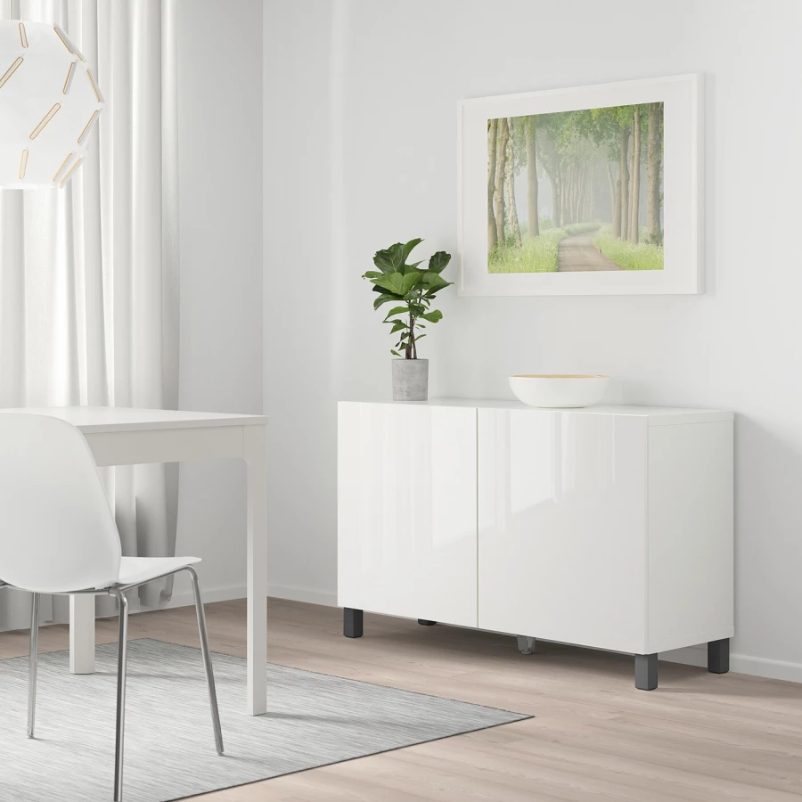 Комбинация для хранения - BESTÅ/ BESTА IKEA/ БЕСТА/БЕСТО ИКЕА, 74х120 см, белый (изображение №2)
