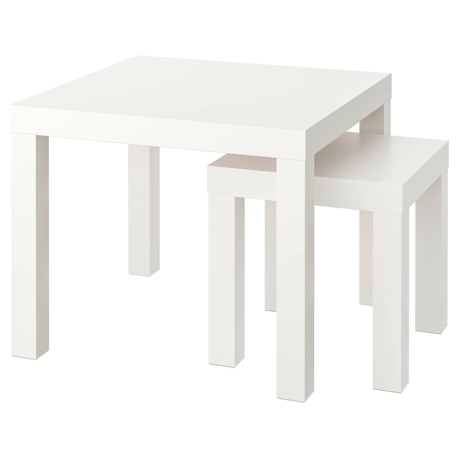 Комплект столов, 2 шт. - IKEA LACK/ИКЕА ЛАКК, белый, 35х35х35/45х55х55 см (изображение №1)