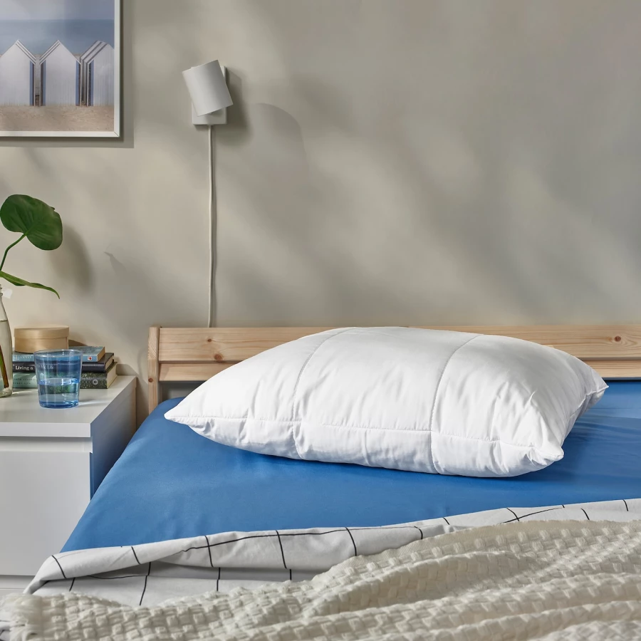 Подушка высокая с охлаждающей тканью - IKEA SENAPSMOTT, 50х60 см, белый, ИКЕА СЕНАПСМОТ (изображение №3)