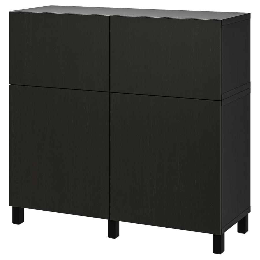 Комбинация для хранения - IKEA BESTÅ/BESTA/ БЕСТА/БЕСТО ИКЕА, 120x42x112 см, черный, (изображение №1)