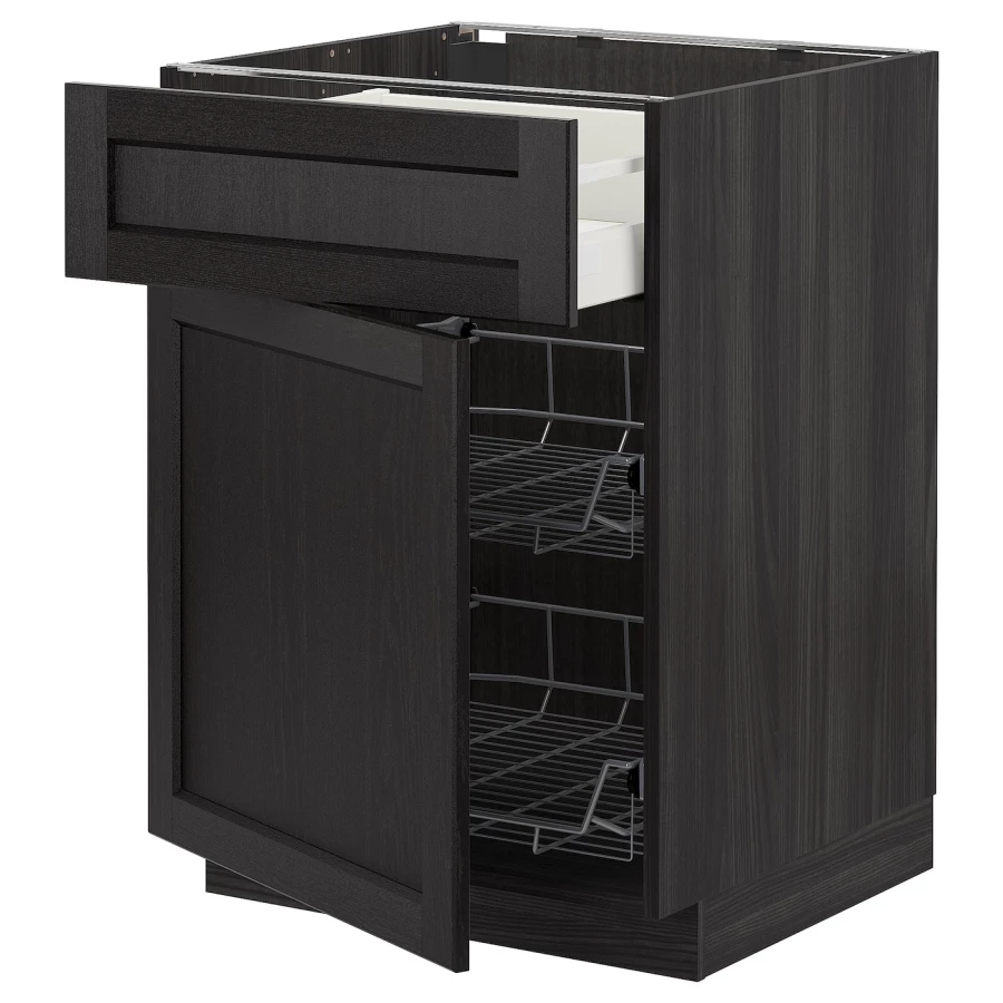 Напольный кухонный шкаф  - IKEA METOD MAXIMERA, 88x62x60см, черный, МЕТОД МАКСИМЕРА ИКЕА (изображение №1)