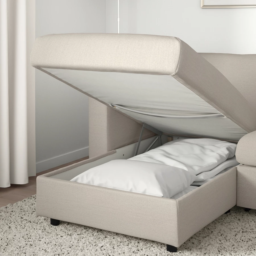 3-местный диван с шезлонгом - IKEA VIMLE, 98x285см, белый, ВИМЛЕ ИКЕА (изображение №8)