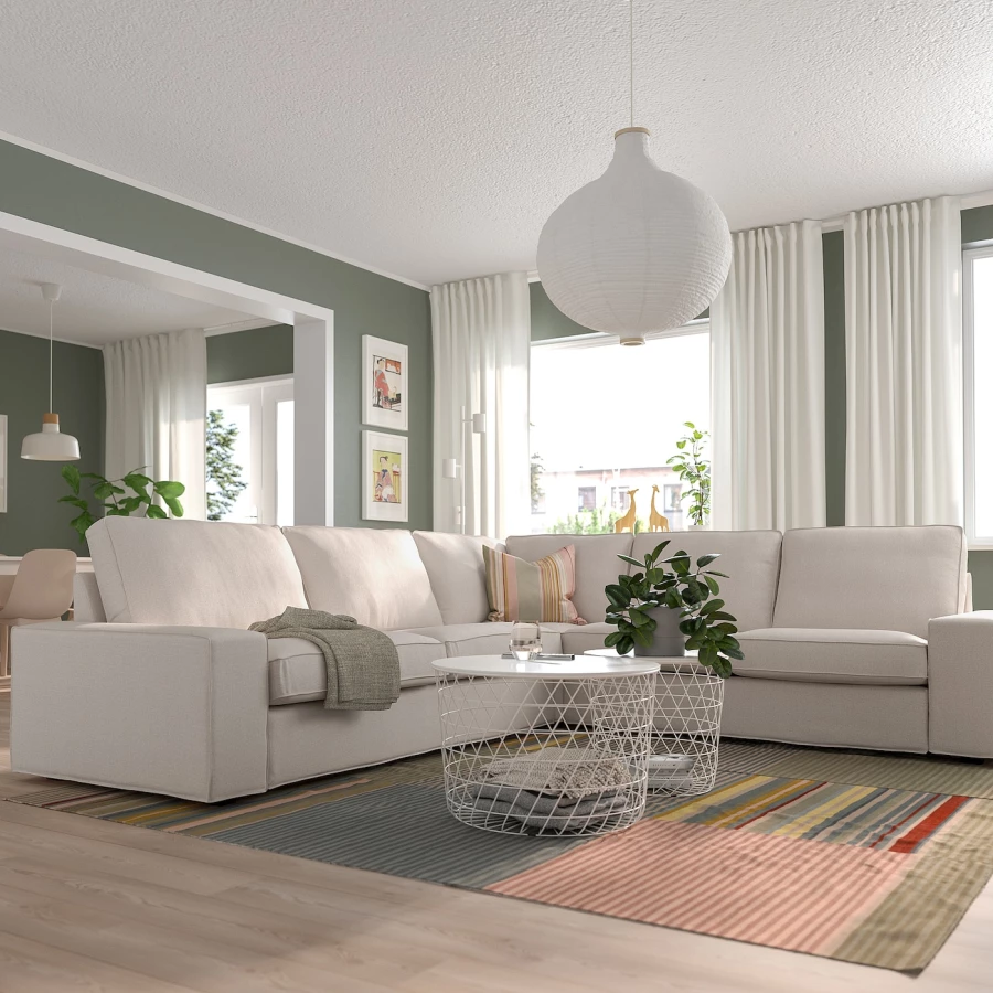 5-местный угловой диван - IKEA KIVIK, 83x95x257/297см, белый, КИВИК ИКЕА (изображение №2)