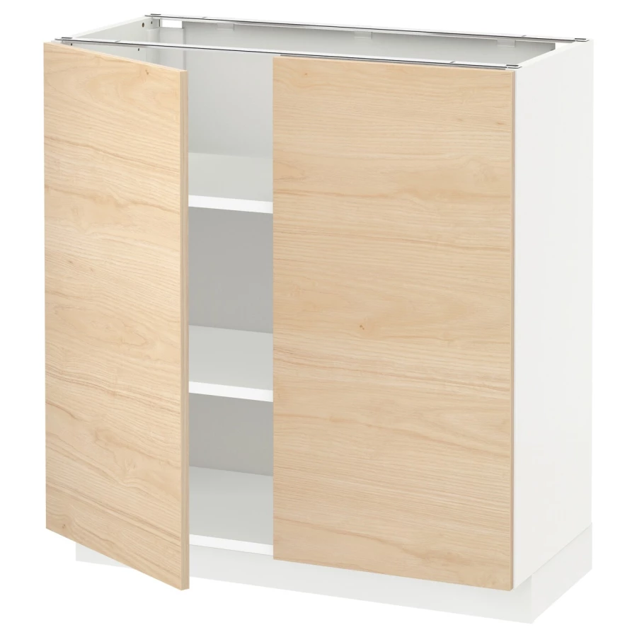 Напольный шкаф  - IKEA METOD, 88x39x80см, белый/светлый ясень, МЕТОД ИКЕА (изображение №1)