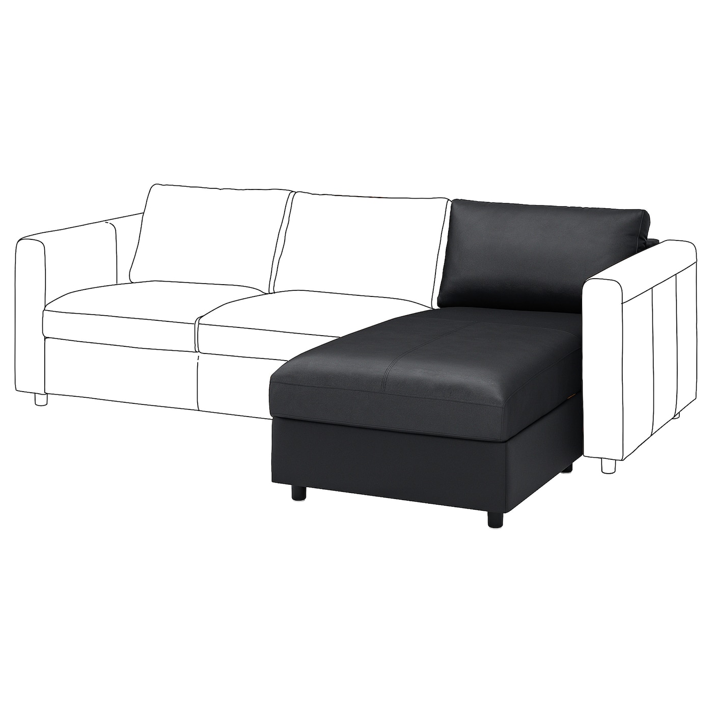 Секция шезлонга - IKEA VIMLE/ВИМЛЕ ИКЕА, 83х164х81 см, черный