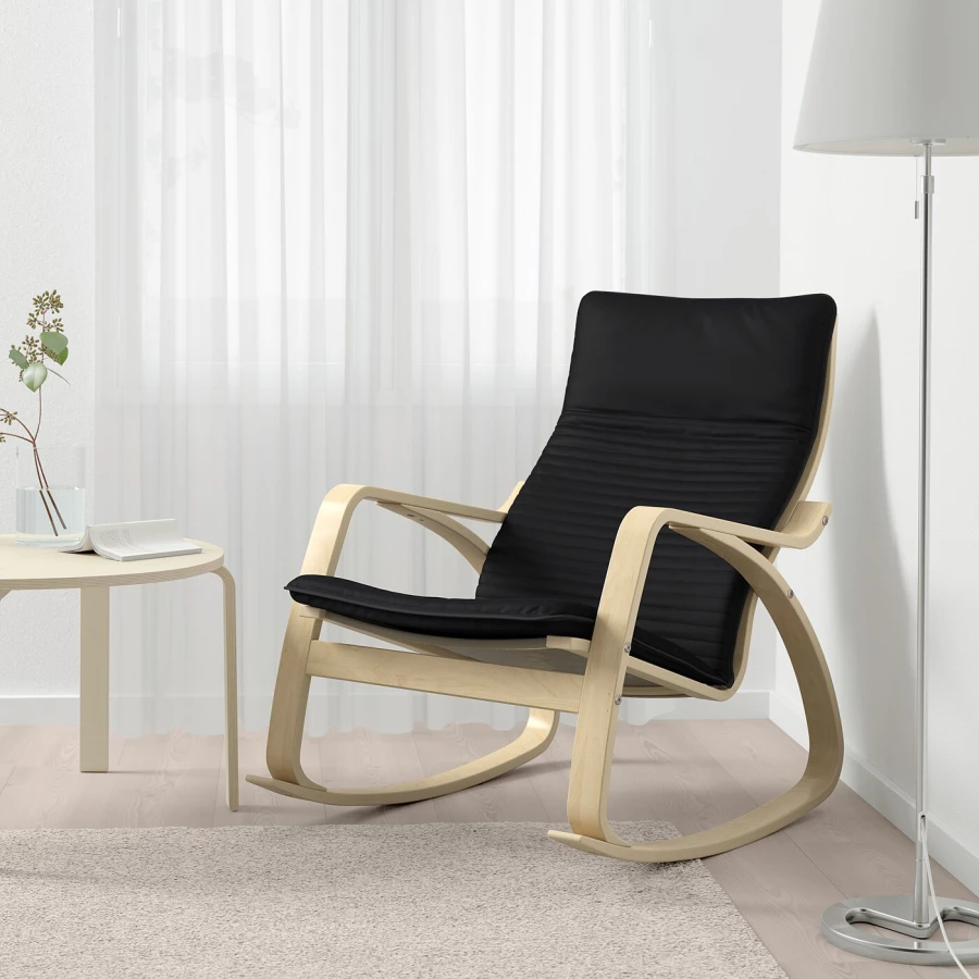 Кресло-качалка - IKEA POÄNG/POANG/ПОЭНГ ИКЕА, 68х94х95 см, черный (изображение №2)