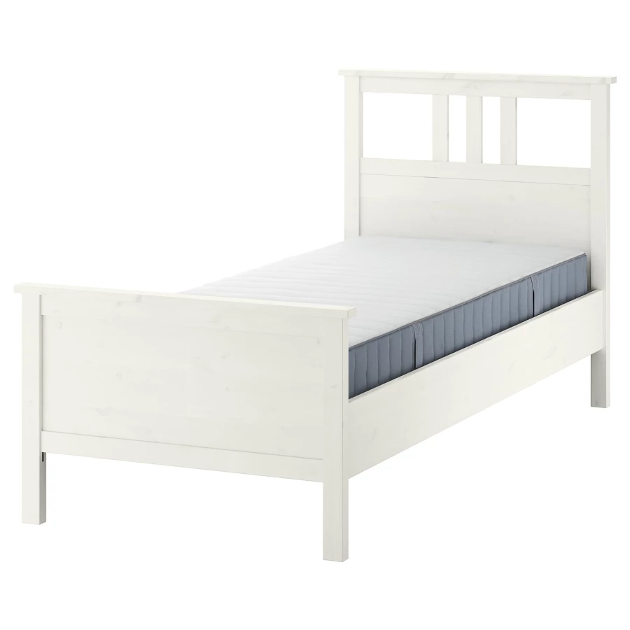 Кровать - IKEA HEMNES, 200х90 см, матрас жесткий, белый, ХЕМНЭС ИКЕА (изображение №1)