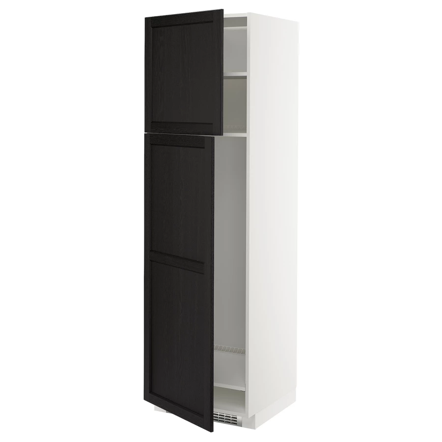 Высокий шкаф - IKEA METOD/МЕТОД ИКЕА, 200х60х60 см, белый/черный (изображение №1)