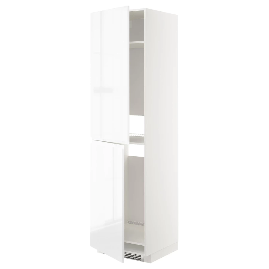 Высокий кухонный шкаф - IKEA METOD/МЕТОД ИКЕА, 220х60х60 см, белый глянцевый (изображение №1)