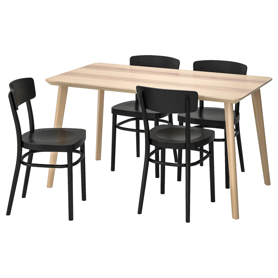 Кухонный стол - LISABO/IDOLF  IKEA/ ЛИСАБО/ИДОЛЬФ  ИКЕА, 140х78х74 см, черный/бежевый (изображение №1)
