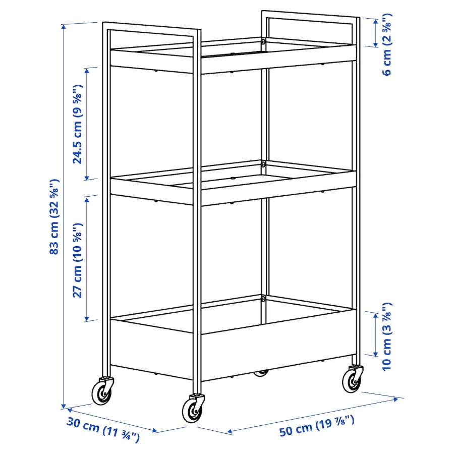 Тележка IKEA NISSAFORS/НИССАФОРС ИКЕА, 5х30х83 см, зеленый (изображение №6)