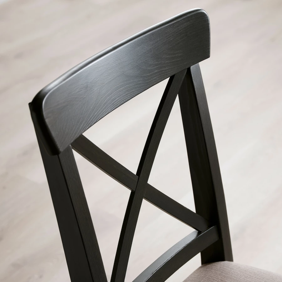 Стул деревянный с мягким сиденьем - IKEA INGOLF/ИНГОЛЬФ ИКЕА, 91х43х53 см, черный (изображение №6)