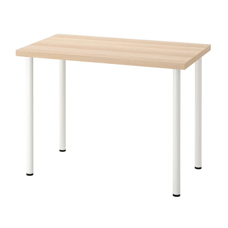 Письменный стол - IKEA LINNMON/ADILS, 100х60 см, под беленый дуб/белый, ЛИННМОН/АДИЛЬС ИКЕА (изображение №1)