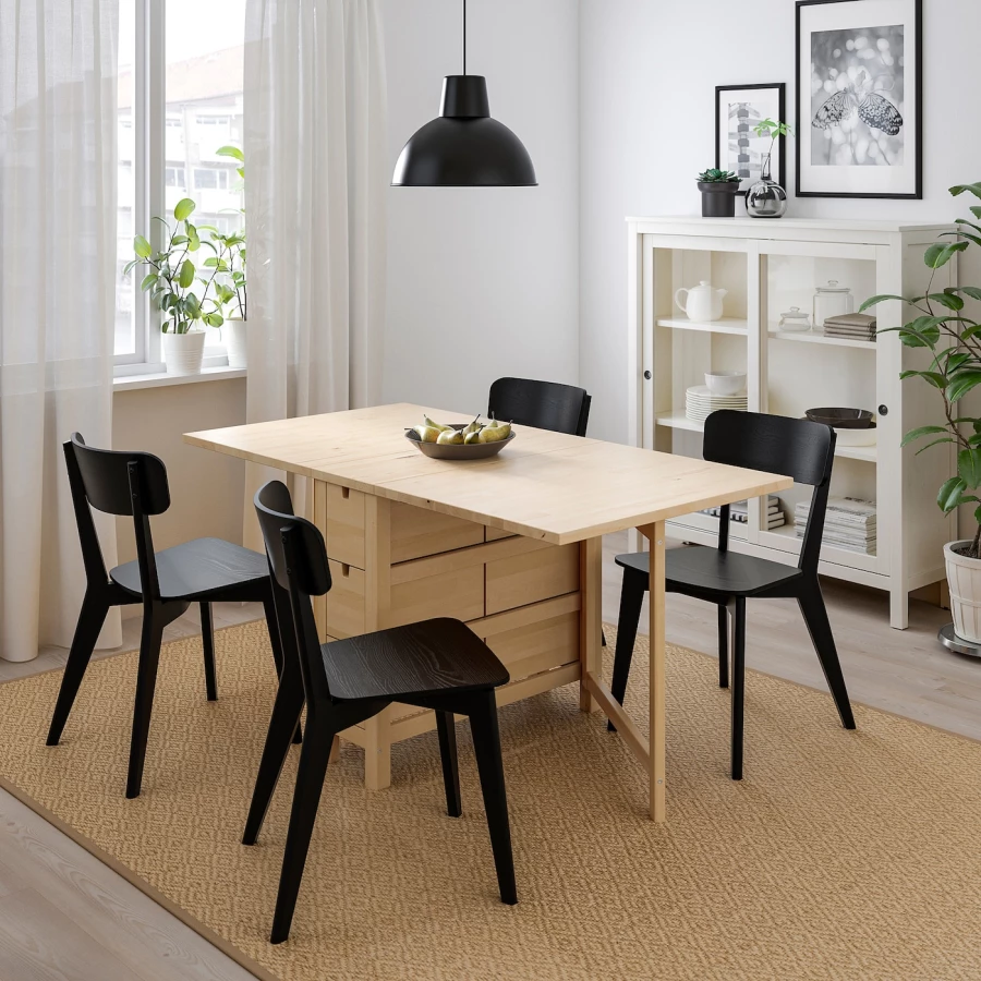 Стол и 4 стула - NORDEN / LISABO IKEA/ НОРДЕН/ЛИСАБО ИКЕА, 89х80х74 см, бежевый/черный (изображение №2)