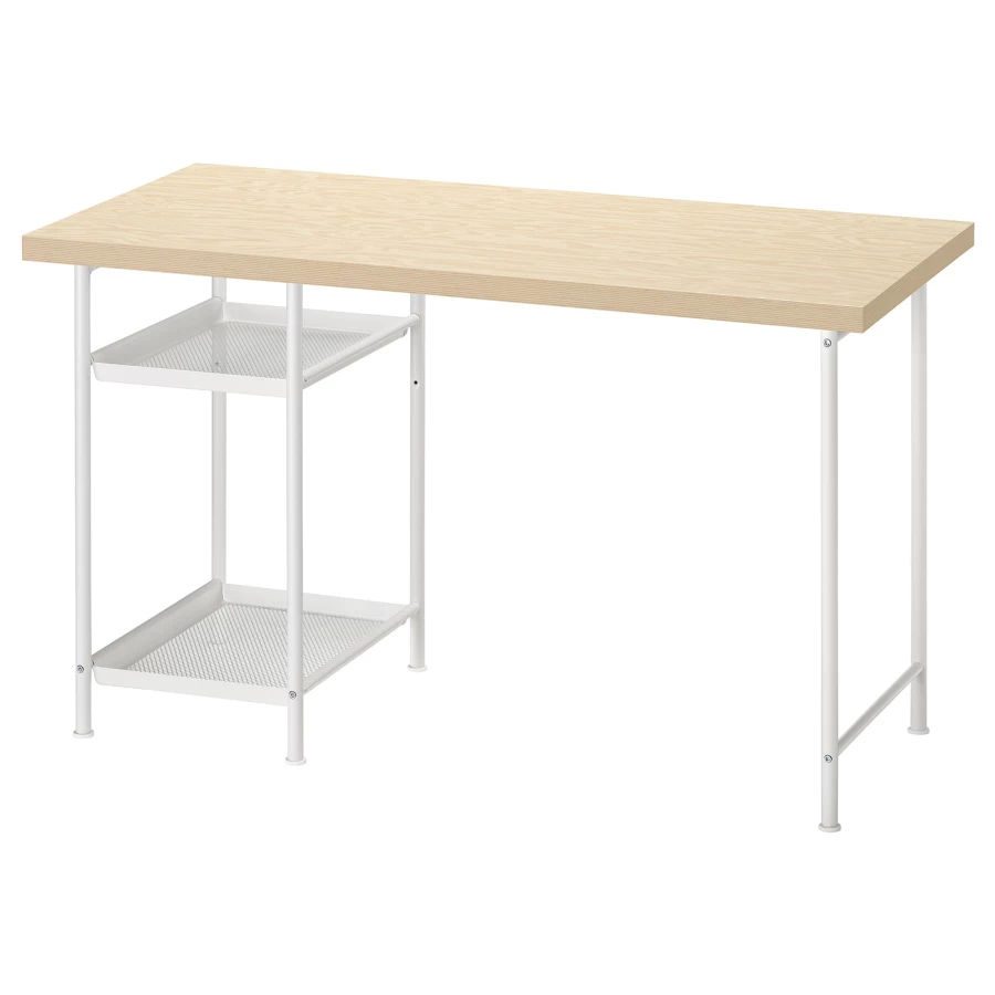 Письменный стол - IKEA MITTCIRKEL /SPÄND, 120х60 см, белый/под беленый дуб, МИТТКЕРКЕЛ/СПЭНД ИКЕА (изображение №1)