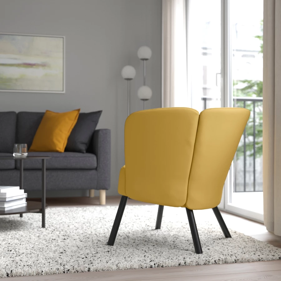 Кресло - IKEA HERRÅKRA/HERRAKRA/ХЕРРОКРА ИКЕА, 71х66х73 см, желтый (изображение №4)