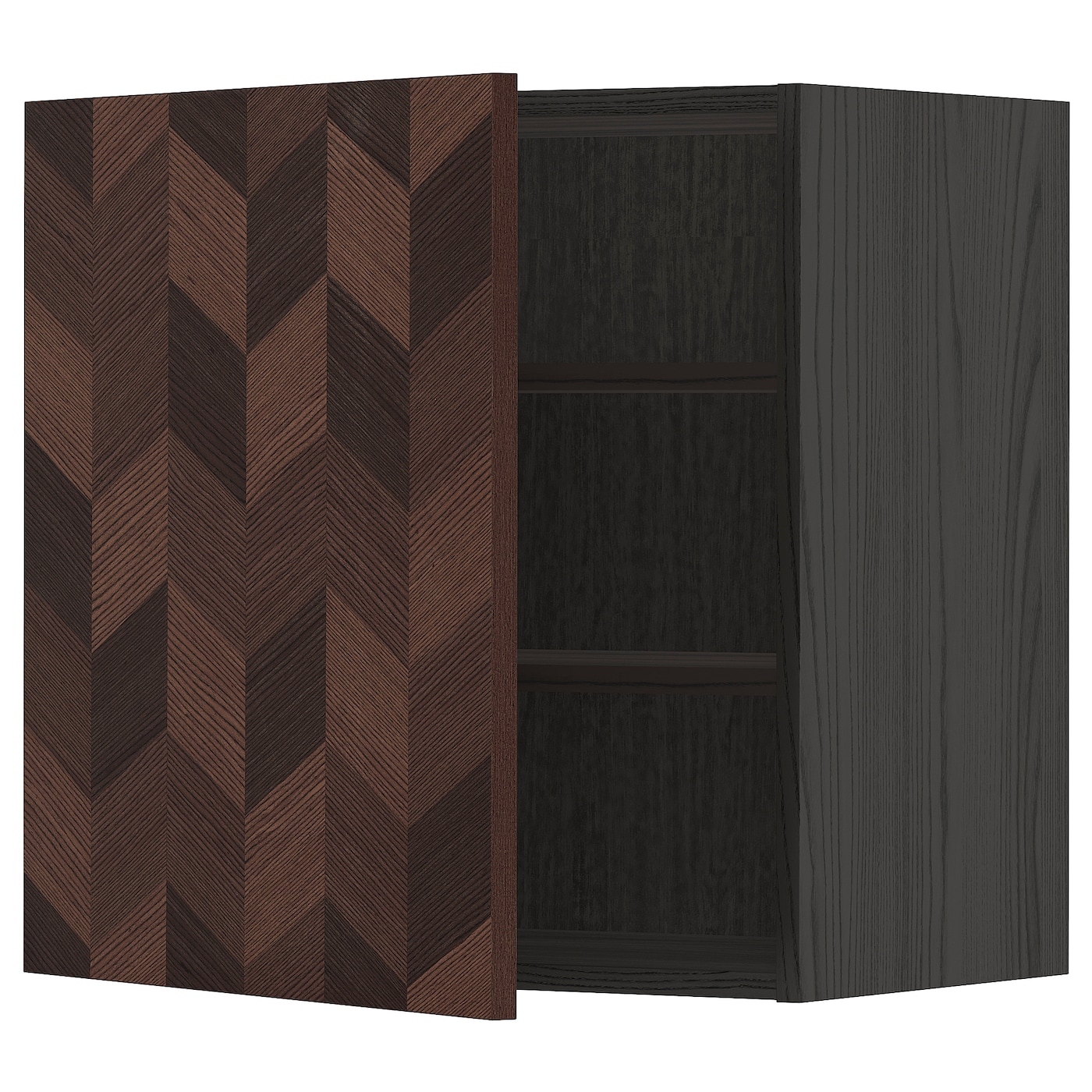 Навесной шкаф с полкой - METOD IKEA/ МЕТОД ИКЕА, 60х60 см, черный/коричневый