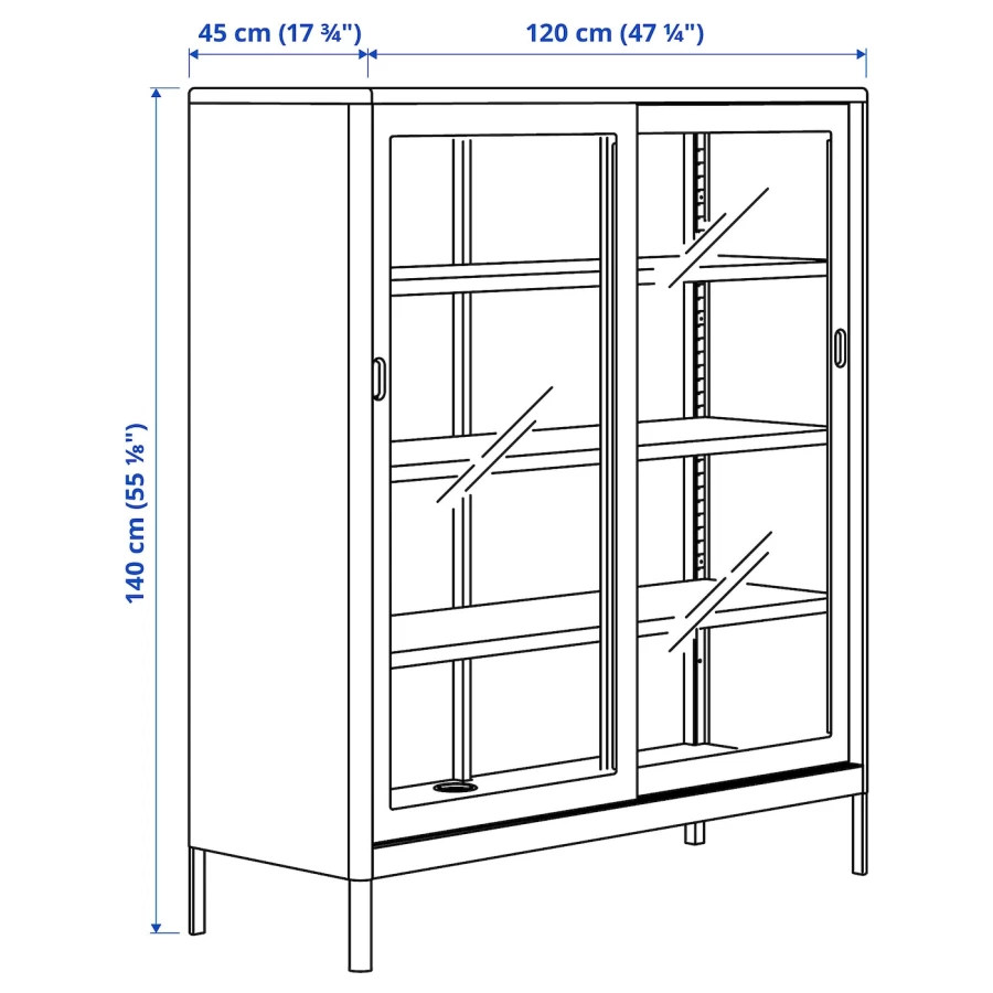 Офисный шкаф - IKEA IDÅSEN/IDASEN, темно-серый, 120х45х140 см, ИДОСЕН ИКЕА (изображение №7)