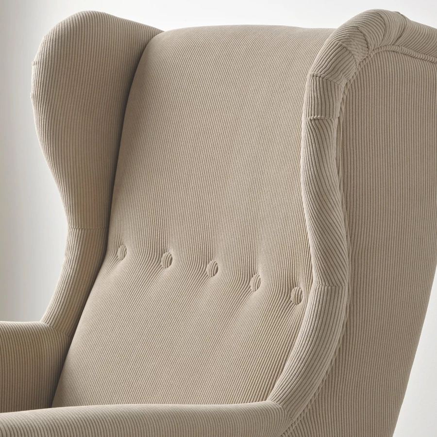 Кресло и табурет для ног - IKEA STRANDMON, 82х96х101 см, бежевый, СТРАНДМОН ИКЕА (изображение №3)