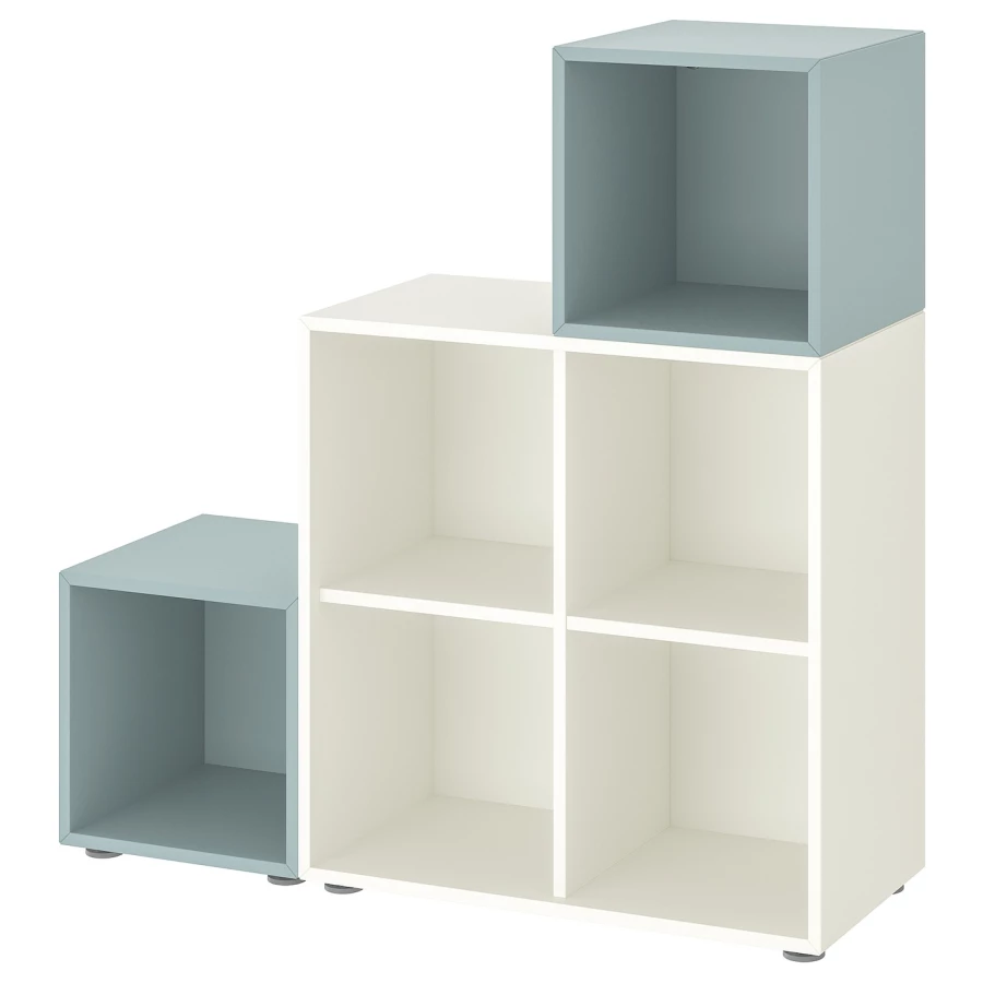 Комбинация для хранения - EKET IKEA/ ЭКЕТ ИКЕА,  107х105х70 см,  белый/бледно-голубой (изображение №1)