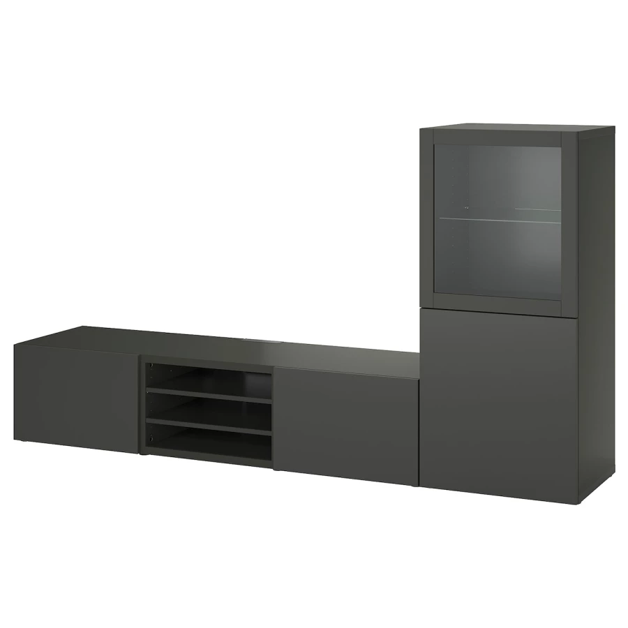 Комбинация для хранения ТВ - IKEA BESTÅ/BESTA, 129x42x240см, черный, БЕСТО ИКЕА (изображение №1)