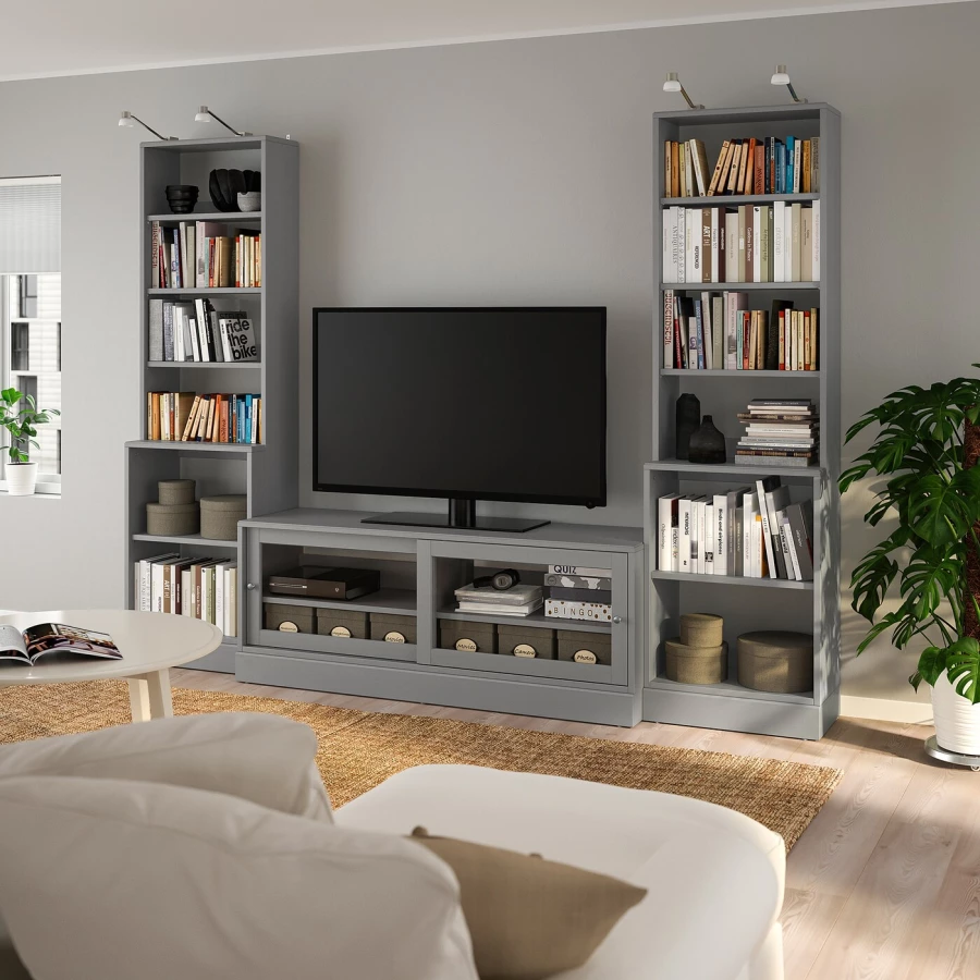 Комбинация телевизора - IKEA HAVSTA/ХАВСТА ИКЕА, 47х212х282 см, серый (изображение №2)