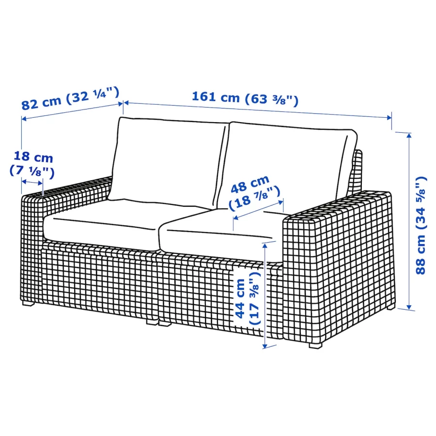 2-местный модульный диван - IKEA SOLLERÖN/SOLLERON/СОЛЛЕРОН ИКЕА, 88х82х161 см, темно-серый (изображение №4)