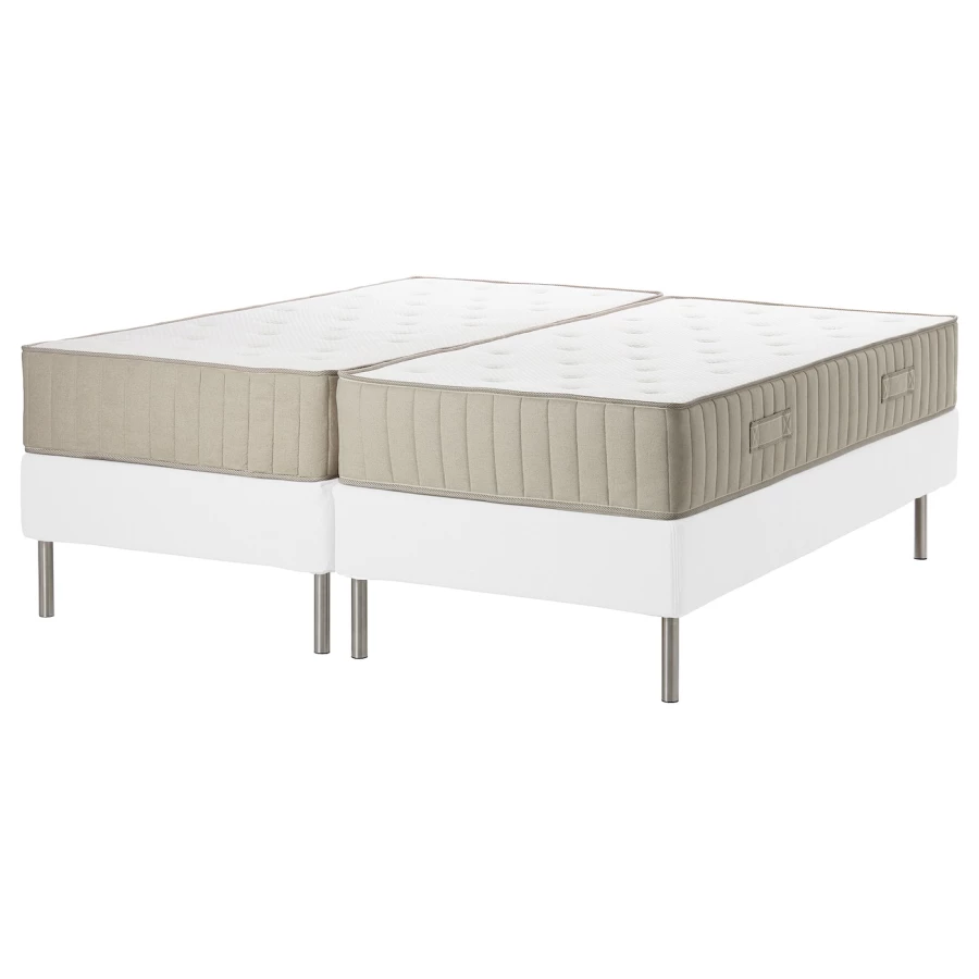 Континентальная кровать - IKEA ESPEVÄR/VATNESTRÖM/ESPEVAR/VATNESTROM, 200х180 см, жесткий матрас, белый, ЭСПЕВАР/ВАТНЕСТРЁМ/ВАТНЕСТРЕМ ИКЕА (изображение №1)
