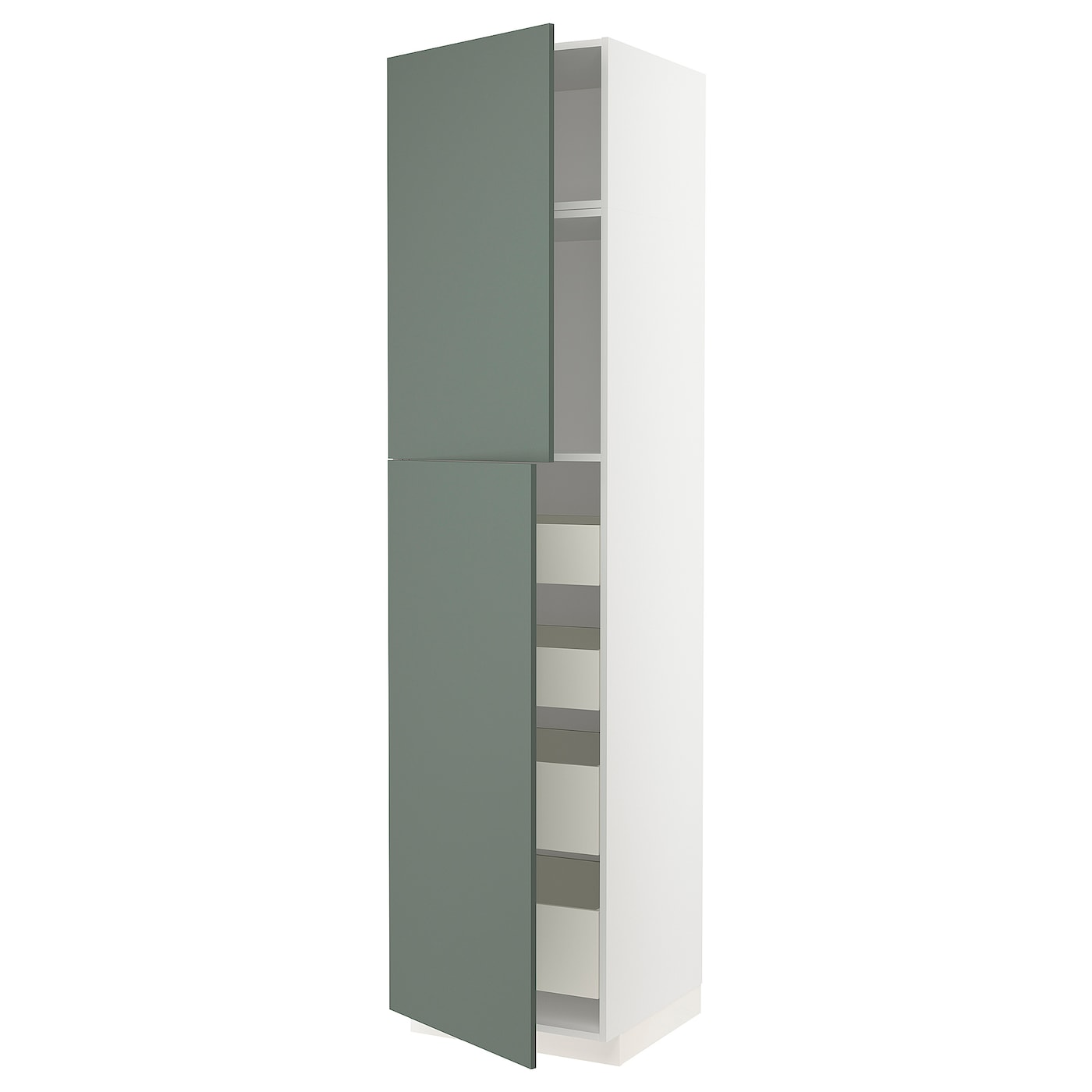 Высокий шкаф - IKEA METOD/MAXIMERA/МЕТОД/МАКСИМЕРА ИКЕА, 60х60х240 см, белый/серо-зеленый