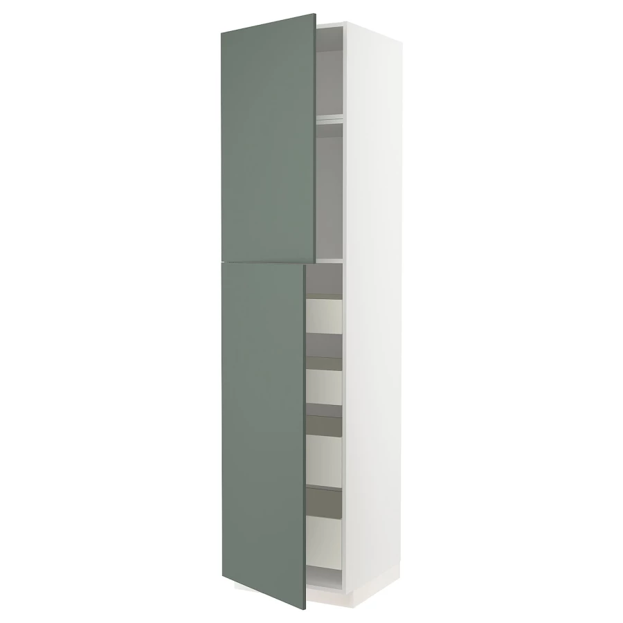 Высокий шкаф - IKEA METOD/MAXIMERA/МЕТОД/МАКСИМЕРА ИКЕА, 60х60х240 см, белый/серо-зеленый (изображение №1)